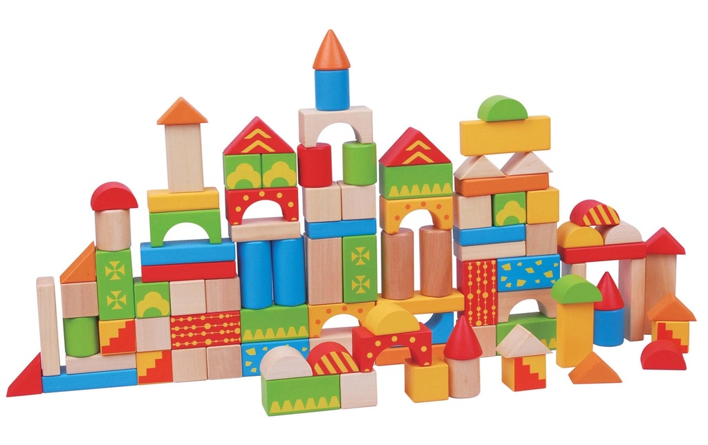 Spielba Holzspielwaren Briques de construction Blocs en bois 100 pièces