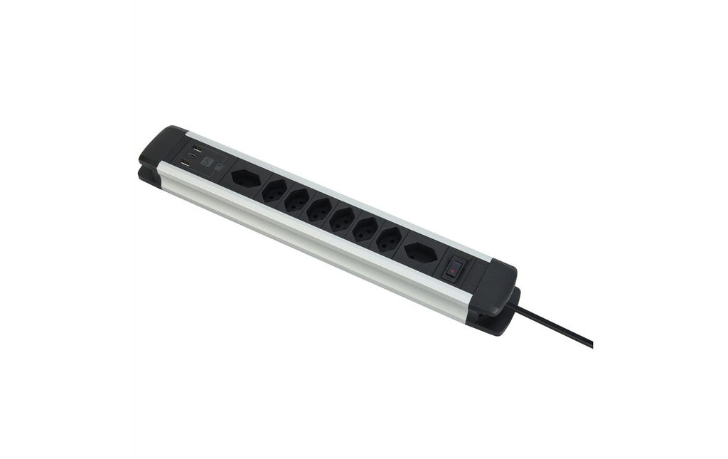 Schönenberger Bloc multiprises 8 x T13, 1 x USB-C, 2 x USB-A 2 m