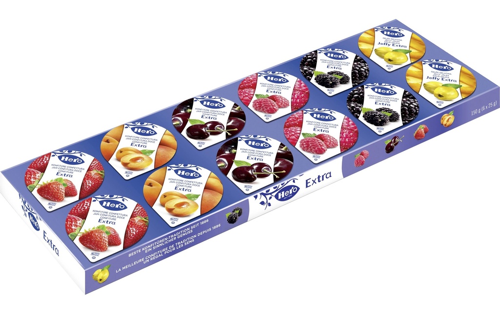 Hero Pâte à tartiner Confiture assortie 12 x 25 g (300 g)