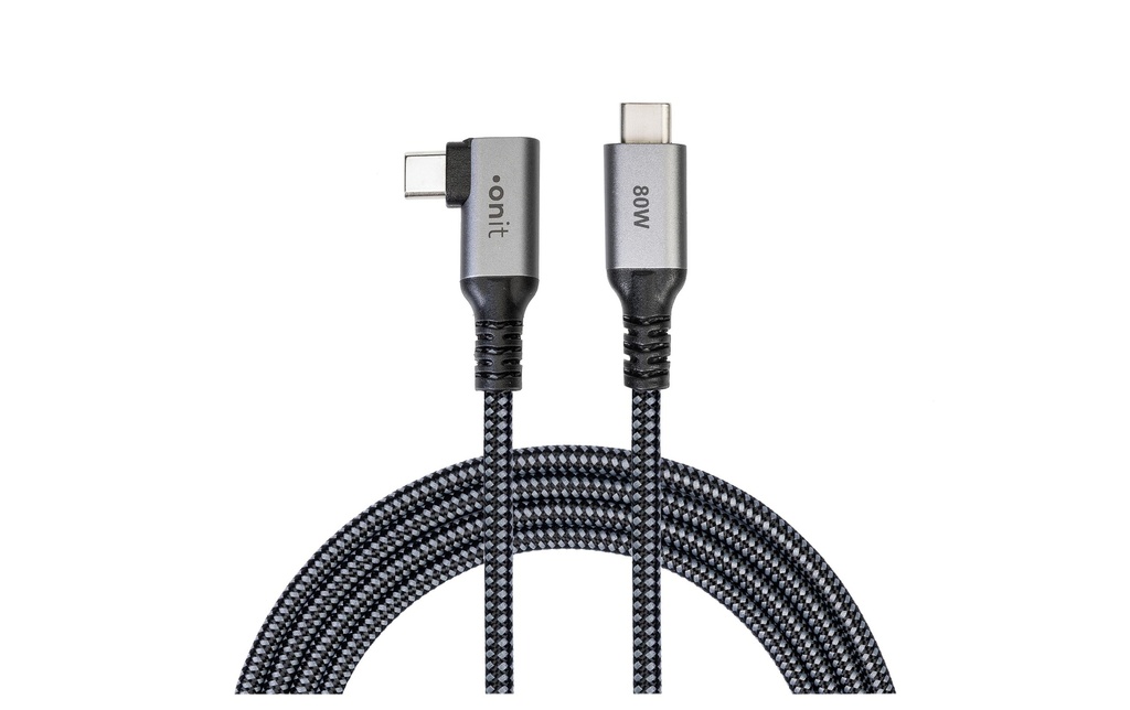 onit Câble USB4 Pro 80 W, USB-C - USB-C, 3 m, Coudé