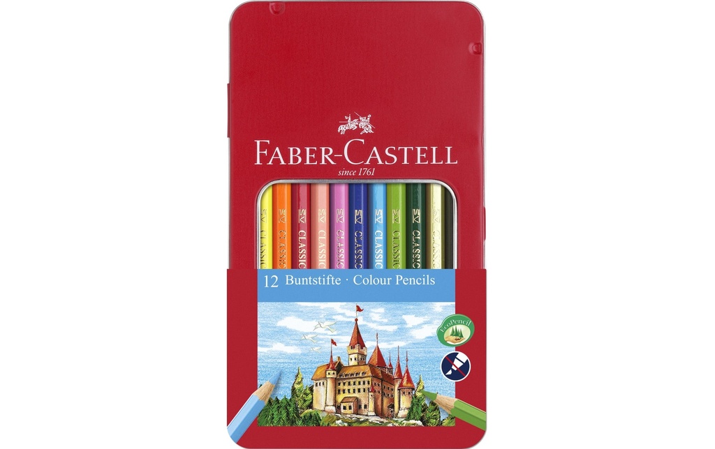 Faber-Castell Crayons de couleur Hexagonal Étui métallique de 12 pièces