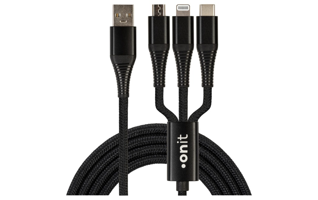 onit Câble chargeur USB USB-A - Lightning/USB-C/Micro-USB B, 0.2 m