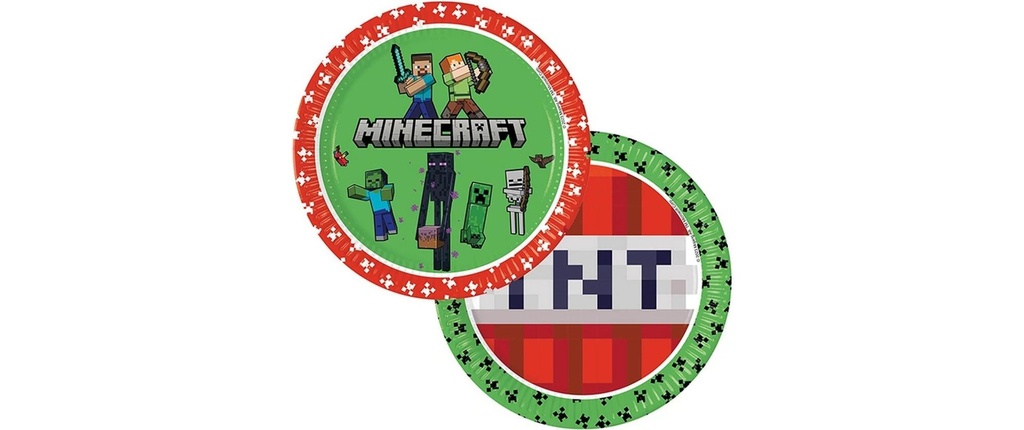 We fiesta Party Assiettes jetables Minecraft 23 cm, 8 Pièce/s