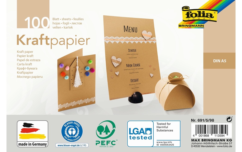 FOLIA Papier Kraft A5 120g/m2 100f (100 pces)