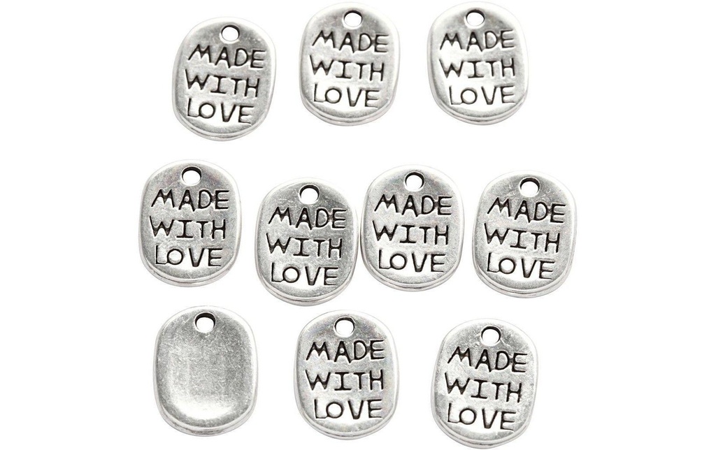 Creativ Company Remorque MADE WITH LOVE 12 mm, argenté, 10 pcs.