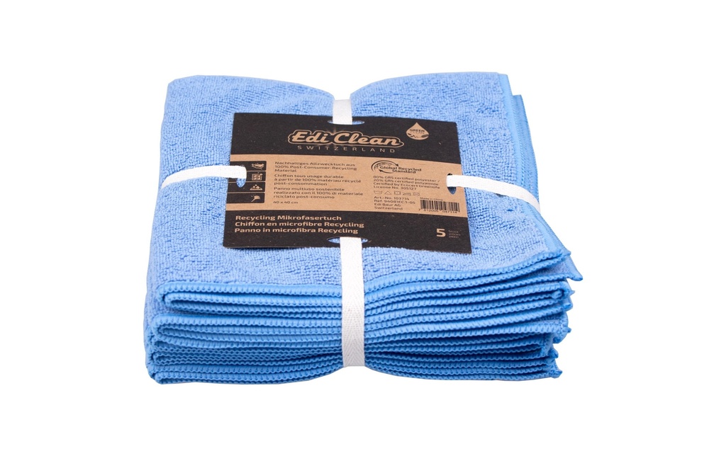 Edi Baur Chiffon de nettoyage en microfibre EC 5 Pièce/s, Bleu