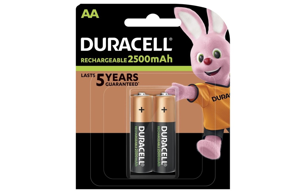 Duracell Batterie Rechargeable NiMH AA 2500 mAh, 2 Pièce/s