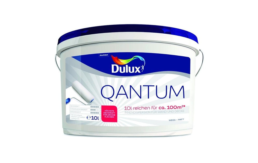 Dulux Peinture pour murs et plafonds Quantum Matt, Blanc pur, 10 L