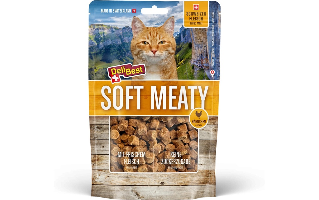 DeliBest Soft Meatys à base de viande de poulet suisse, 100 g