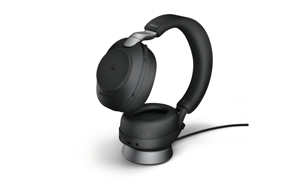 Jabra Écouteurs Evolve2 85 Duo MS Noir, USB-A, avec station de chargement