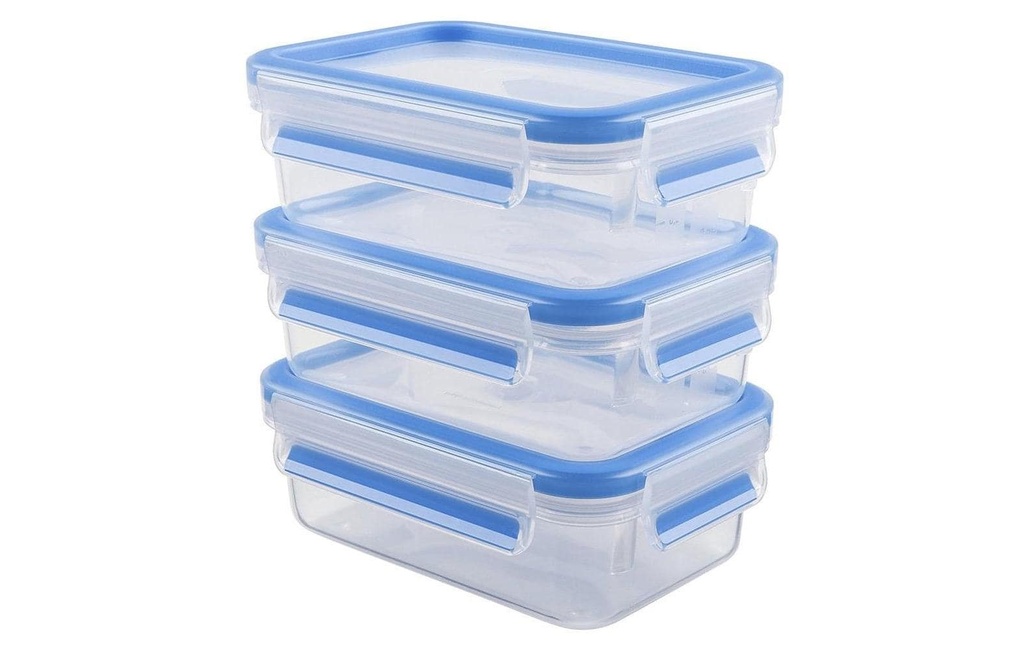 Emsa Récipients à provisions 3 pièces, 0.55 l, Bleu/Transparent