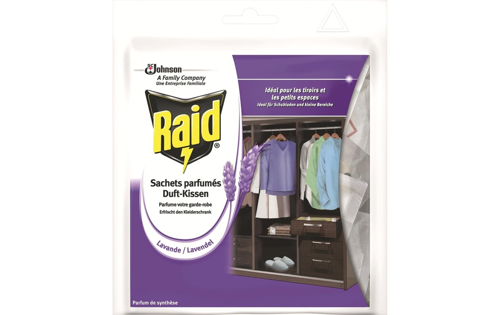 Raid Insecticide Oreiller parfumé à la lavande, 18 pièces