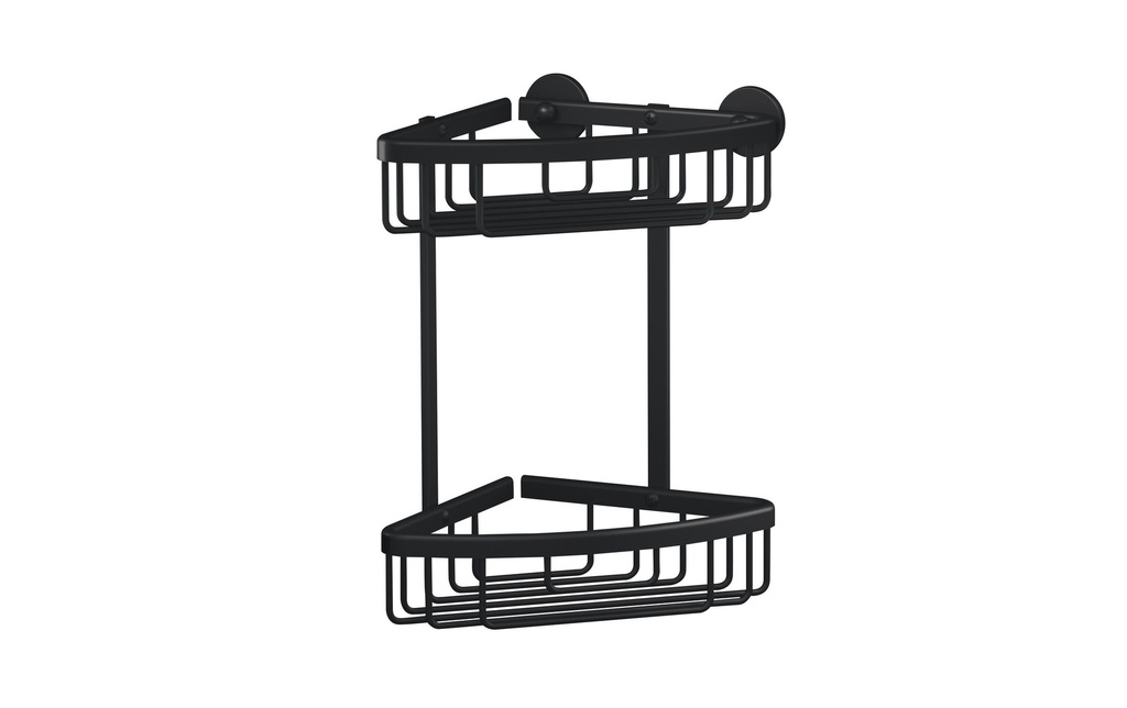 tesa Supports pour ustensiles de salle de bains pour le coin à deux niveaux, Noir