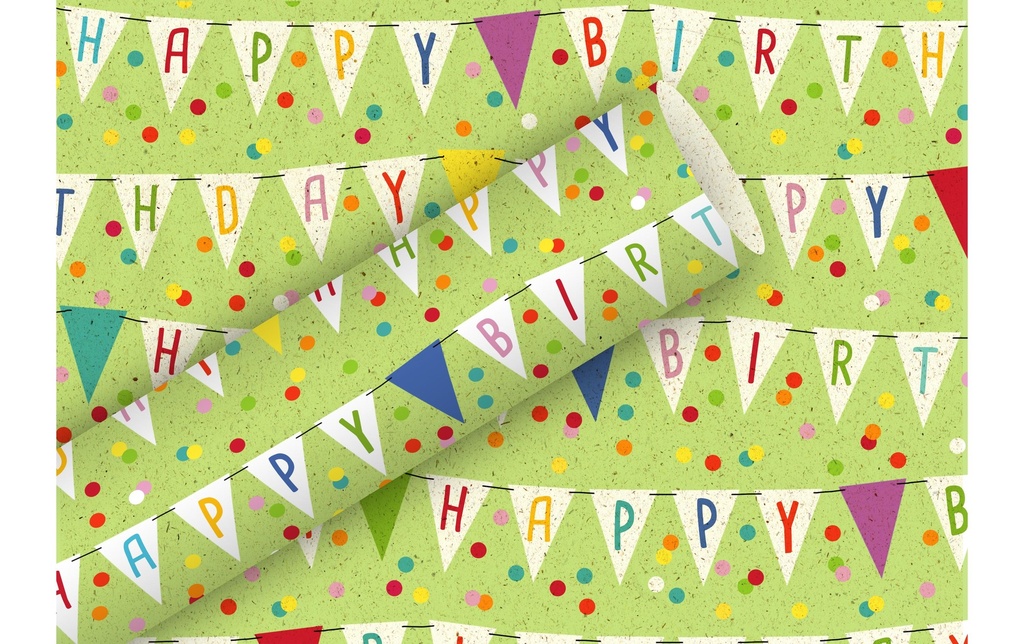 Braun + Company Papier cadeau By Nature Fanion 1,5 m x 70 cm, Vert
