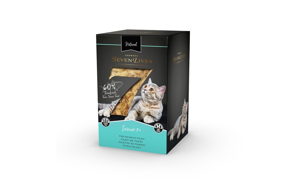 7Lives Alimentation humide Senior 7+ Filet de thon en bouillon de poisson, 6 x 60g