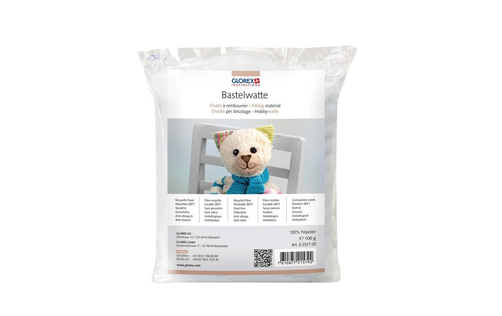 Glorex Ouate de bricolage Blanc, 100g