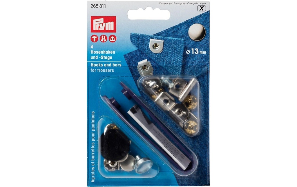 Prym Crochets à pantalon sans couture et barres 13 mm, 4 pièces
