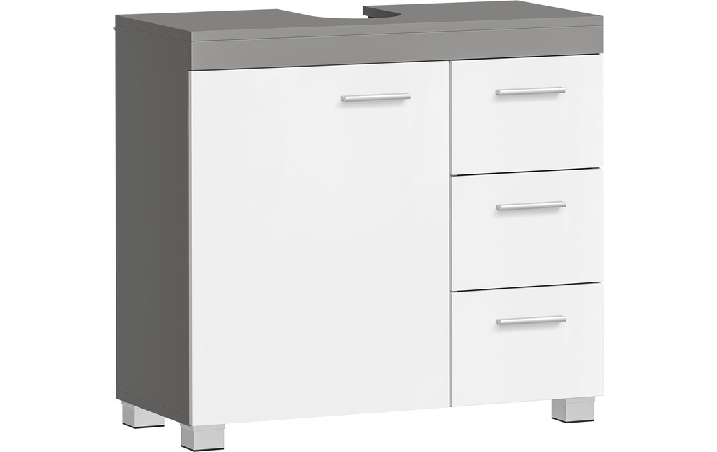 VASAGLE Meuble sous lavabo 70 x 64 cm, Blanc/Gris