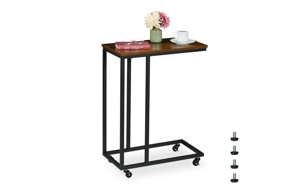 relaxdays Table d'appoint 60 x 79 cm, Noir/Brun
