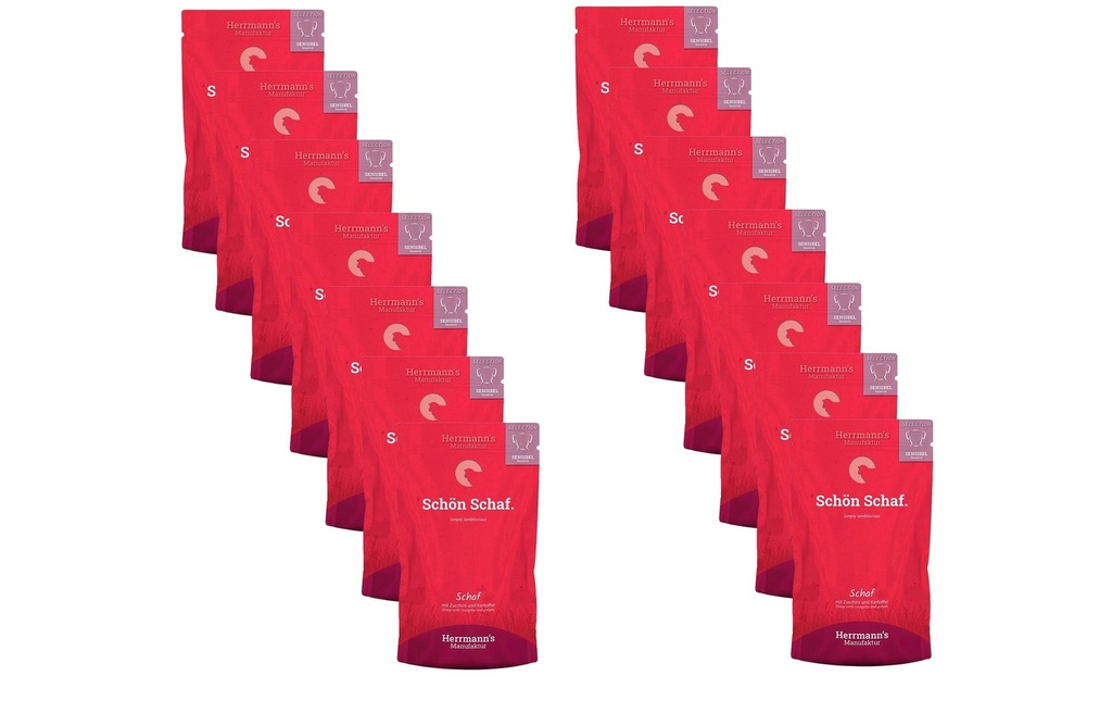 Herrmann's Alimentation humide Mouton aux courgettes et aux pommes de terre 14 x 150 g