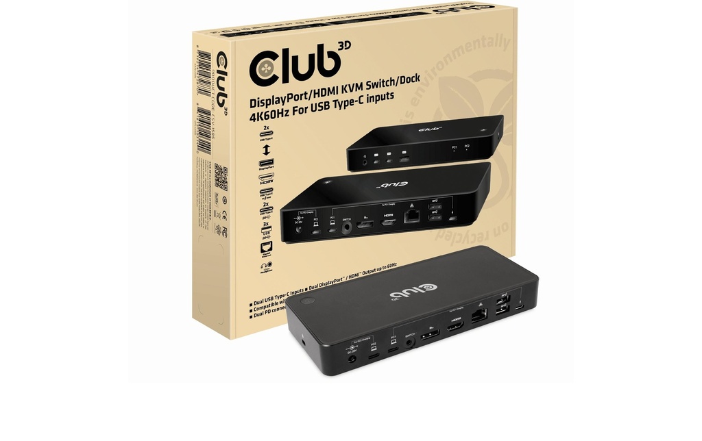 Club 3D Station d'accueil CSV-1585 DisplayPort/HDMI KVM