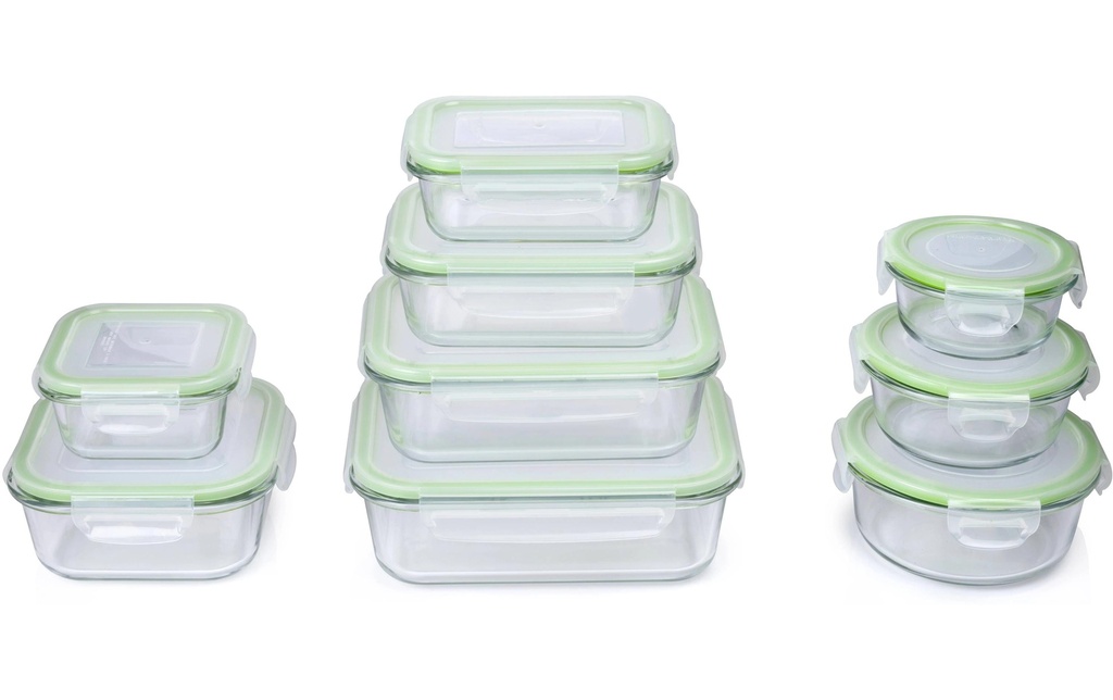 alpina Set de boîtes à provisions 9 pièces, vert/transparent