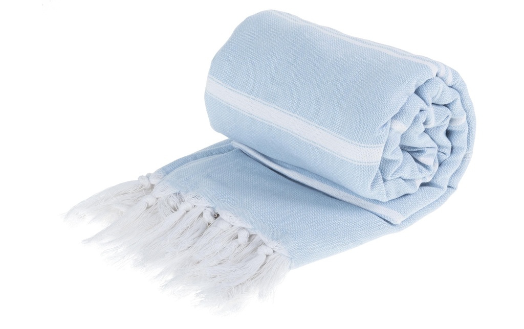 KOOR Serviette de plage XXL 140 x 200 cm, bleu/blanc
