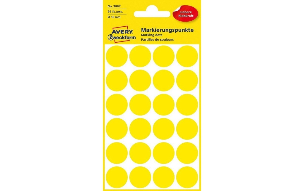 Avery Zweckform Pastilles adhésives 18 mm Jaune