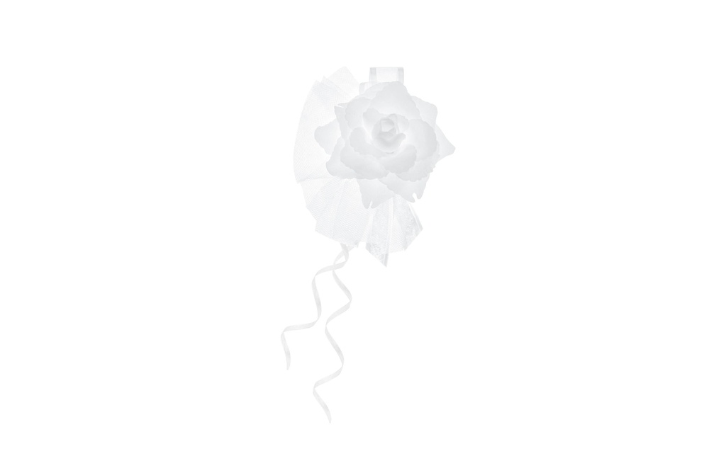 Partydeco Accessoires de mariage Décoration de voiture Rose 14 cm, 4 pièces, Blanc
