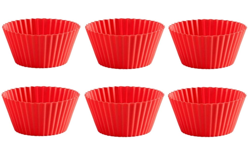 Lékué Moule à muffins Silicone, Rouge, set de 6