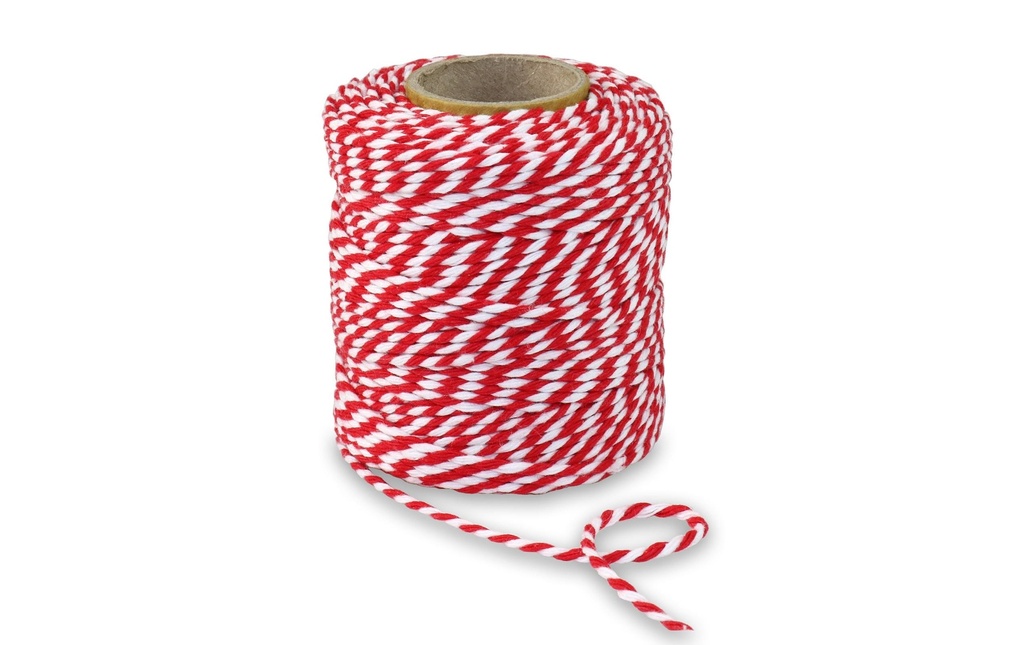 PRÄSENT Corde en coton rouge/blanc (50 pces)