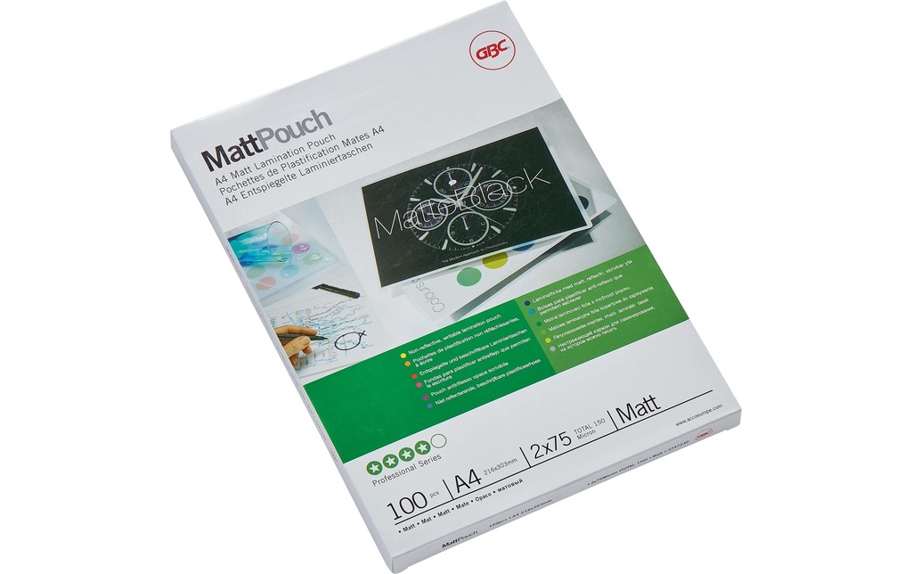 GBC Film laminé Premium A4 75 µm, mat, 100 pièces