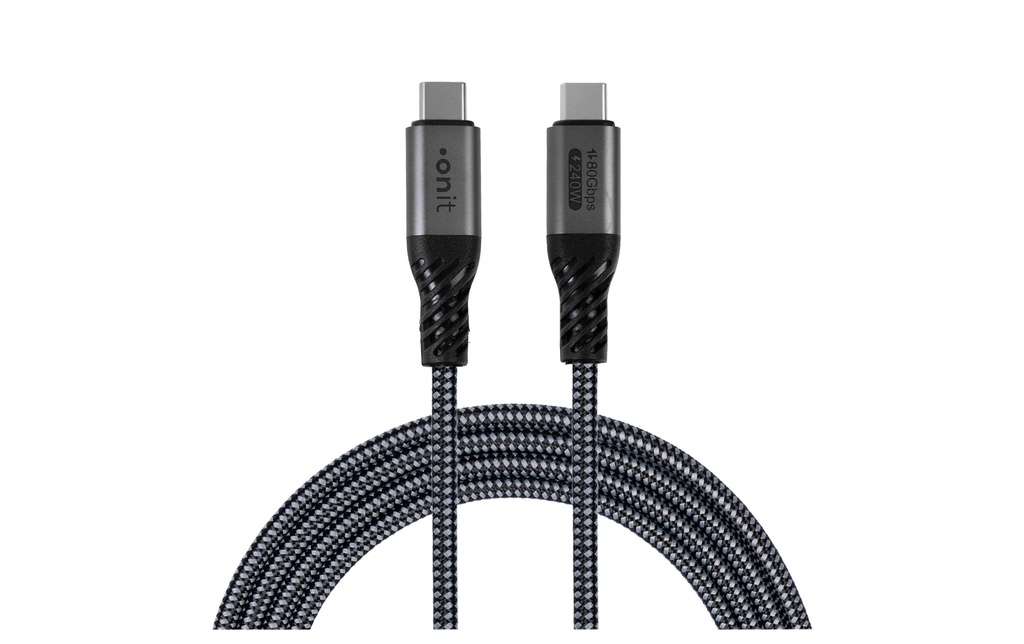 onit Câble USB4 v2.0 Premium, USB-C - USB-C, 1 m, Noir/Gris