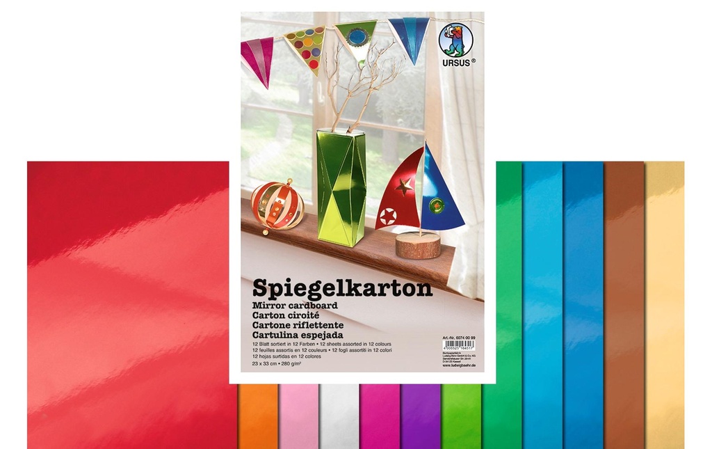 URSUS Papier de bricolage carton miroir 280 g/m2 23 x 33 cm