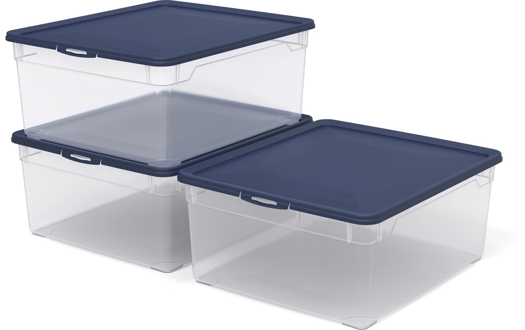 Rotho Boîte de rangement CLEAR Bleu, 3 pcs.