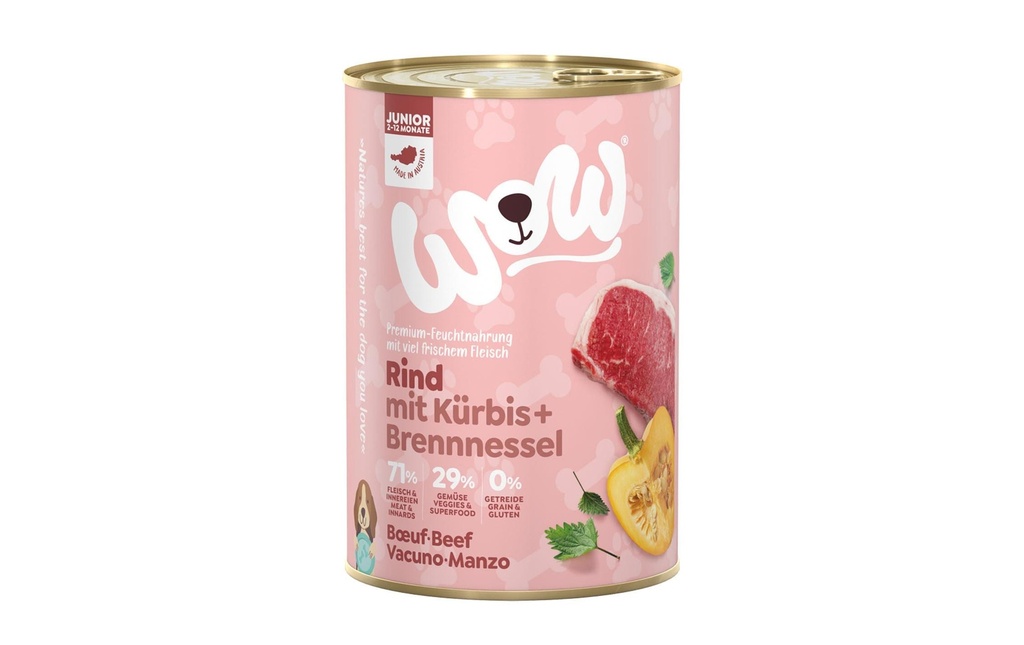 WOW Alimentation humide Bœuf junior, 400 g