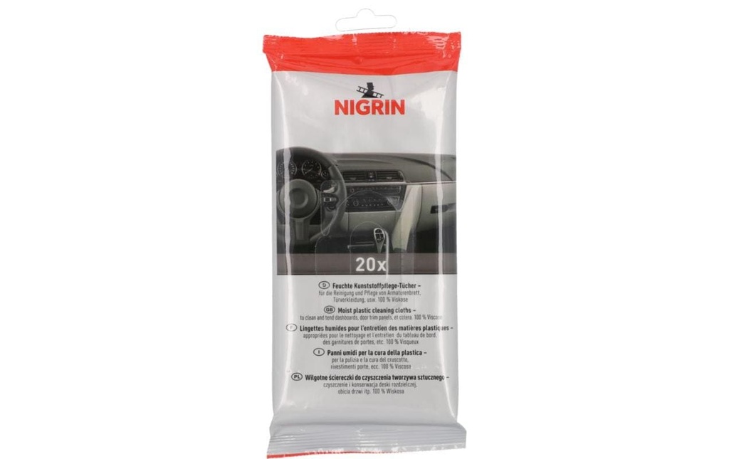 NIGRIN Lingettes d'entretien pour plastique 20 pièces
