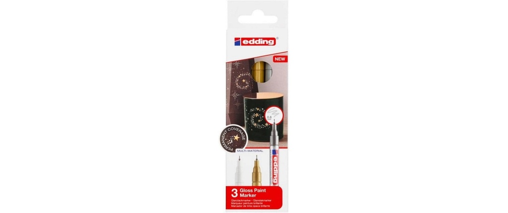 edding Marqueur peinture 780-CREA E-3, or, argent, blanc