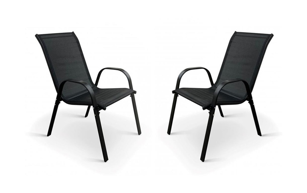 COCON Chaise de jardin Frida Noir, set de 2
