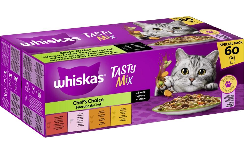 Whiskas Alimentation humide Tasty Mix Chef's Choice en sauce 60 x 85 g