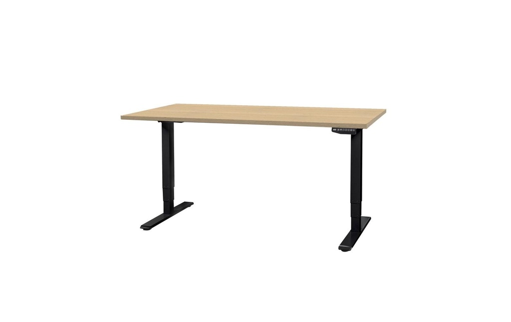 Contini table de bureau réglable en hauteur érable/acier 160 x 80 cm noir