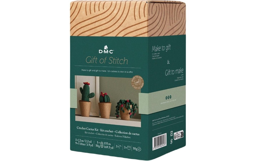 DMC Kit de crochet Gift of Stich Amigurumi cactus, Ø 8 cm