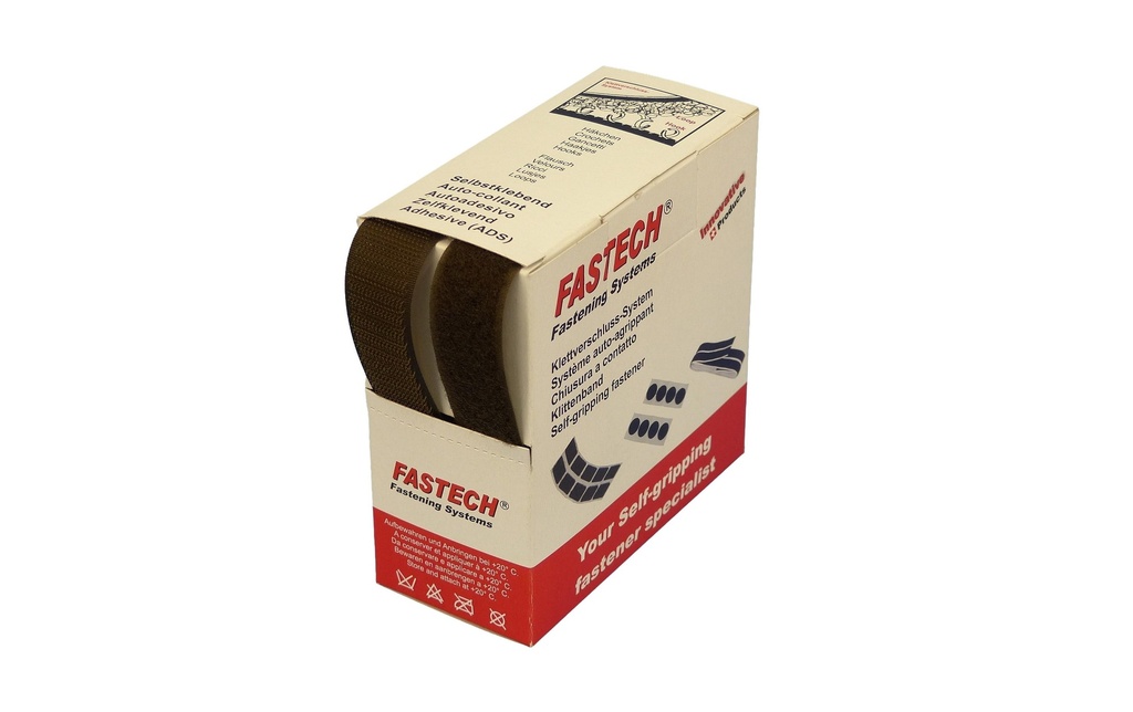 FASTECH Boîte de bande auto-agrippante Marron foncé