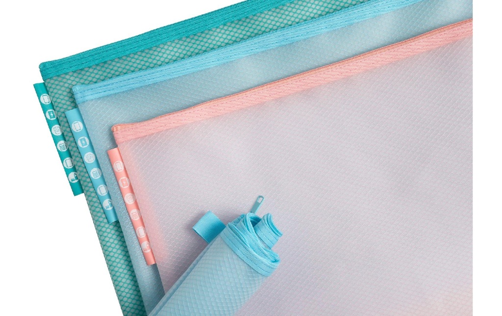 Exacompta Sac en maille EVA Chromaline A4, jeu de 3, assorti
