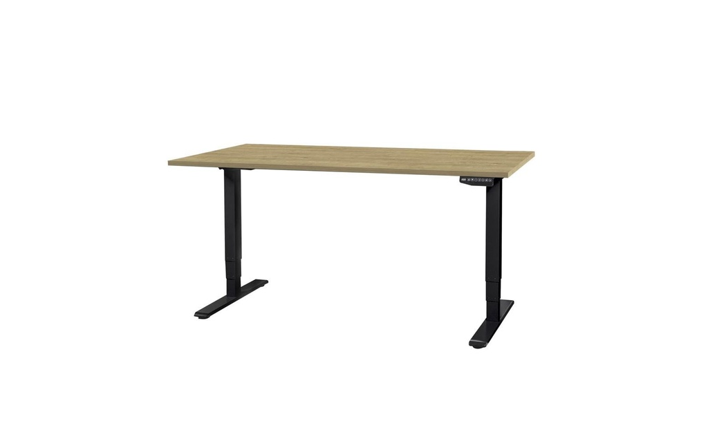 Contini table de bureau réglable en hauteur 1.4 x 0.8 m Chêne/Noir