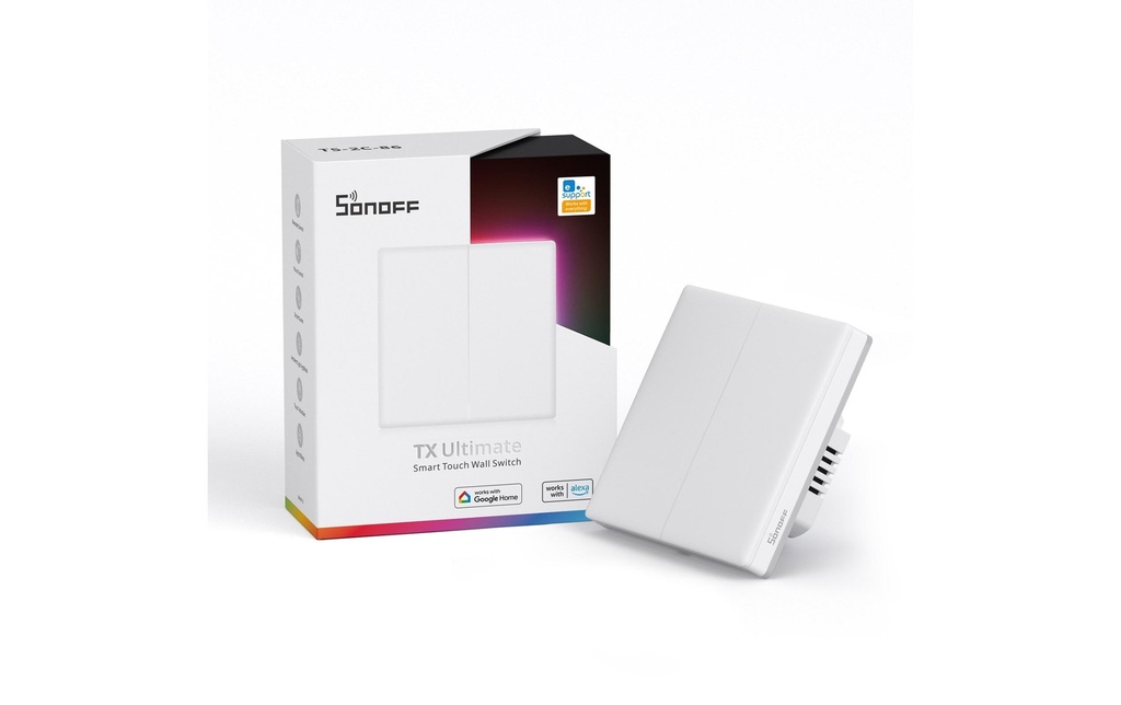 SONOFF Commutateur d'éclairage WiFi T5-2C-86 double 230 V 10 A 1200 W