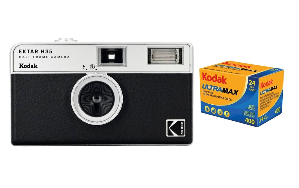 Kodak Caméra analogique Ektar H35 avec film Ultra Max 400 Noir Kit