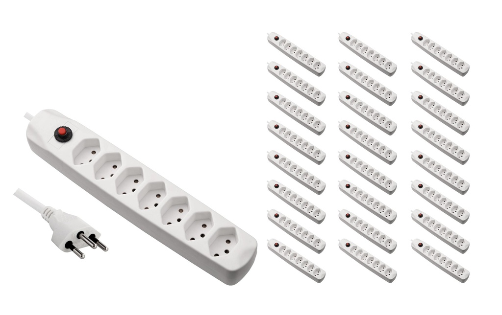 FURBER.power Bloc multiprises avec protection contre les surcharges 7x T13, 25 pièces, blanc