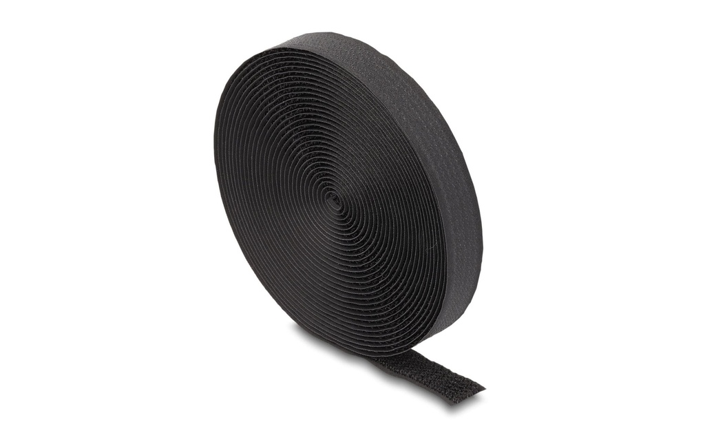 Delock Bande auto-agrippante rouleau avec boucle Noir, 3 m