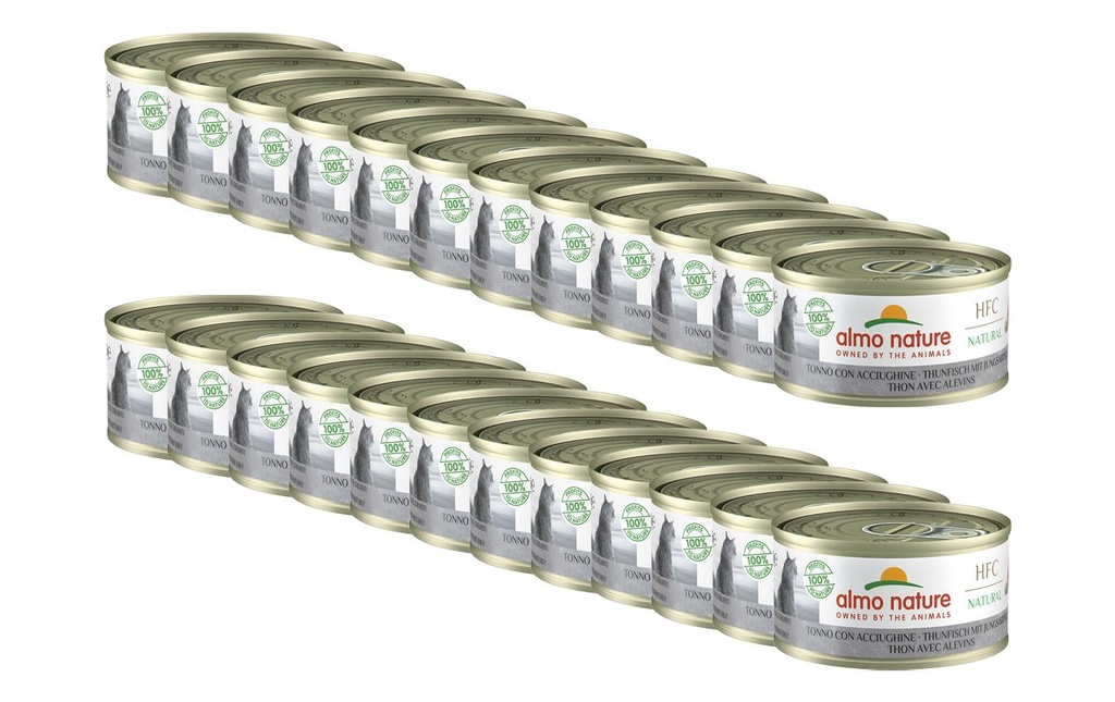 Almo Nature Alimentation humide HFC Natural Thon avec jeunes anchois, 24 x 70 g